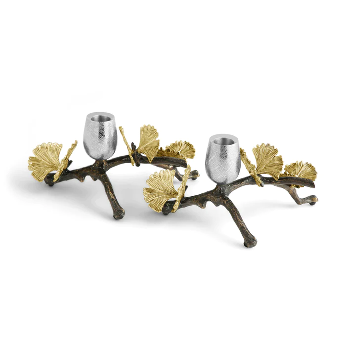 جا شمعی جفتی تک شاخه مایکل آرام | Butterfly Ginkgo Candleholders - Low