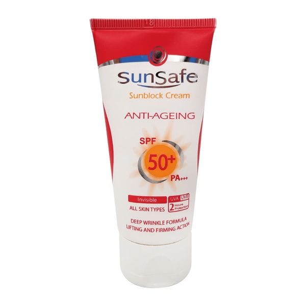 ضد آفتاب بدون رنگ ضد چروک SPF50 سان سیف