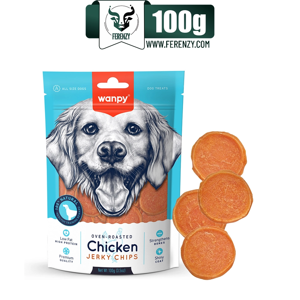 تشویقی سگ ونپی مدل چیپسی با طعم مرغ وزن 100 گرم Wanpy Jerky Chips