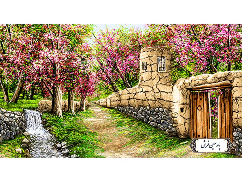 نخ و نقشه تابلو فرش شکوفه های کوچه باغ - کد NV854