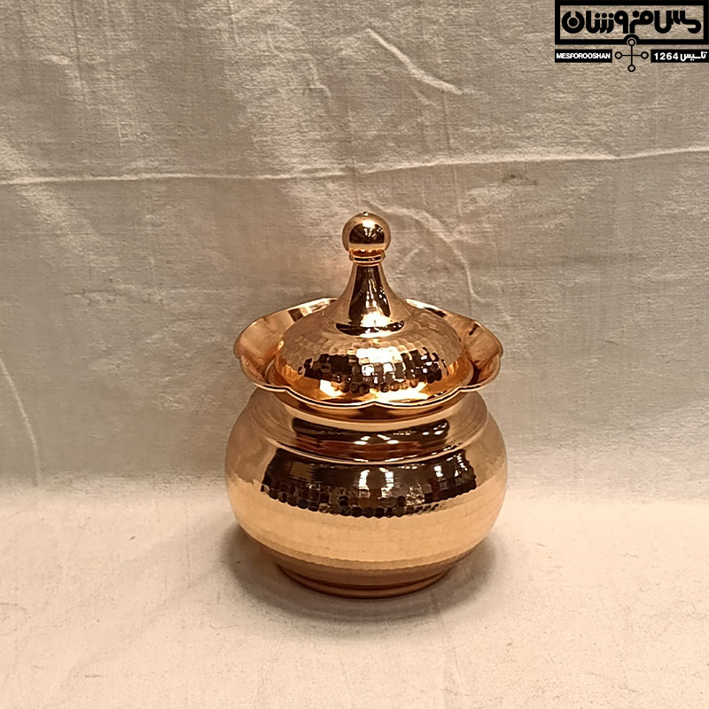 قندان مسی خمره ای در دار بدون پایه سایز 1 مدل مهیاران