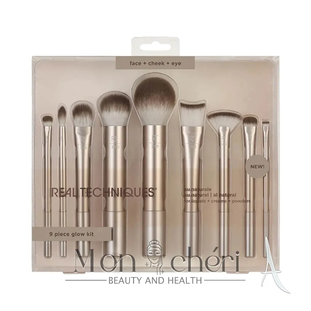 ست براش تخصصی صورت و چشم ریل تکنیک مدل 9 Piece Glow Kit بسته 9 عددی