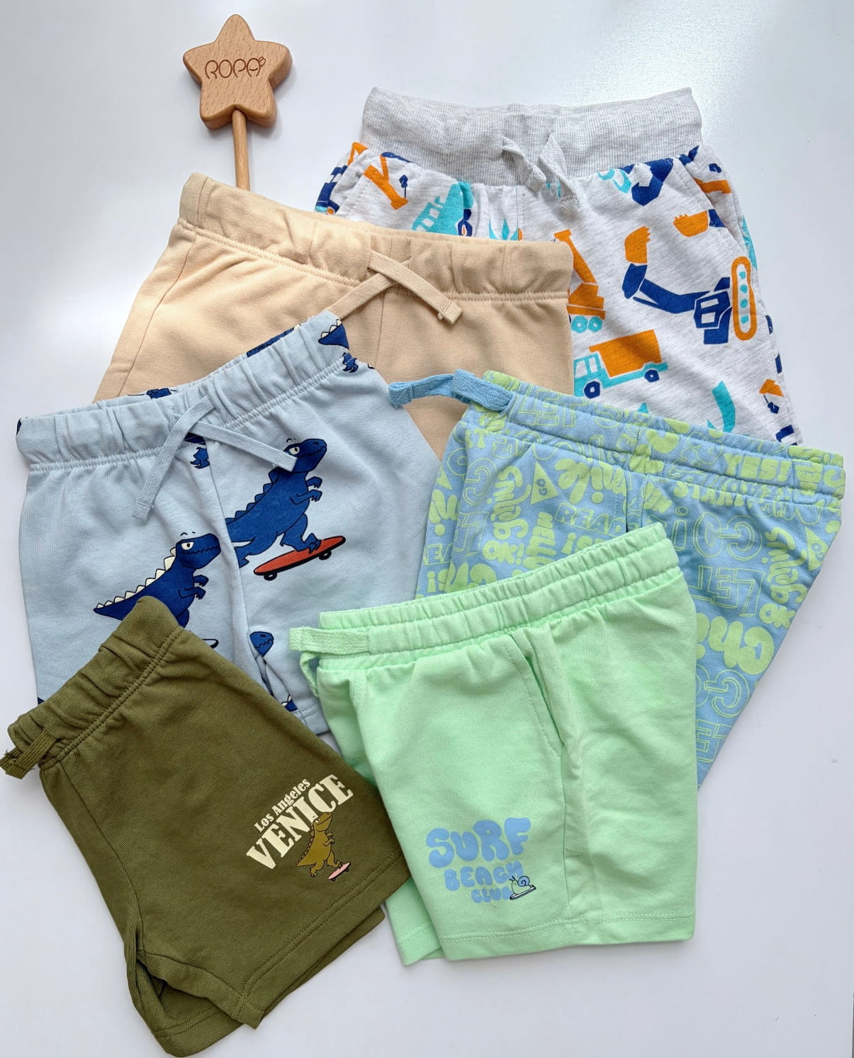 شلوارک پسرانه تریکو وارداتی طرح‌دار (Sinsay & H&M) سایز ۲ تا ۵ سال