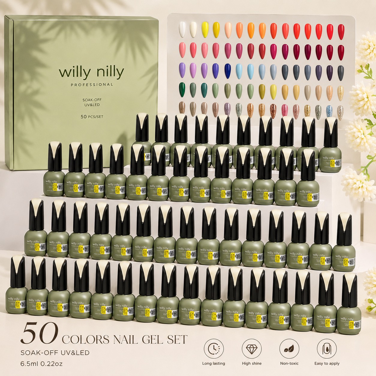 پکیج لاک ژل ۵۰ عددی ویلی نیلی willy nilly - رنگبندی به انتخاب شما