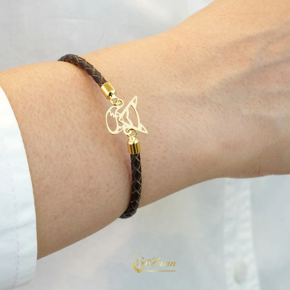 دستبند چرم و طلا روباه B257