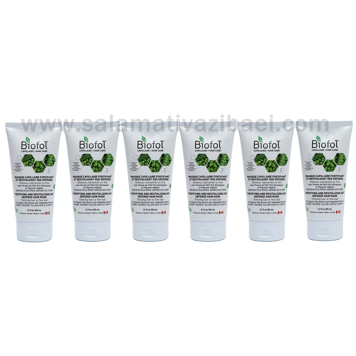 پکیج 6 عددی ماسک مو ضد ریزش و رشد مجدد ایج دیفنس بایوفول کانادا - BIOFOL