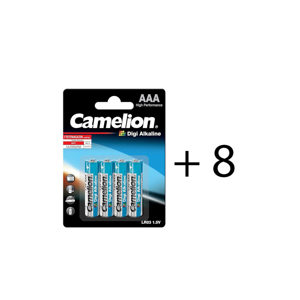 باتری نیم قلمی کملیون مدل دیجی آلکالاین کارت 12 عددی Camelion Digi Alkaline AAA Battery 12 Pack