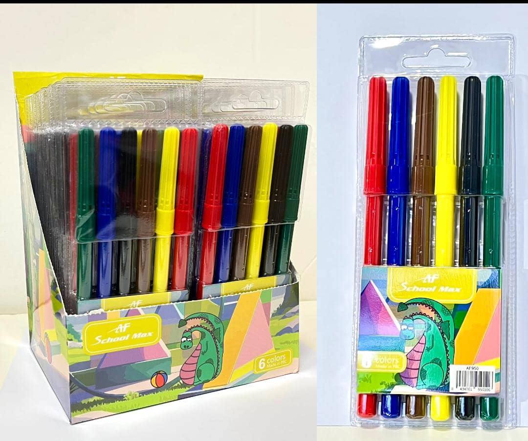 ماژیک نقاشی 6 رنگ اسکول مکس کد 950 عمده 24 بسته
