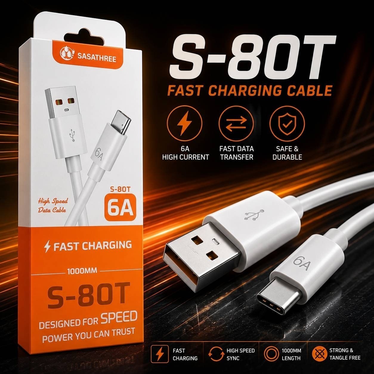 کابل تایپ سی s80t