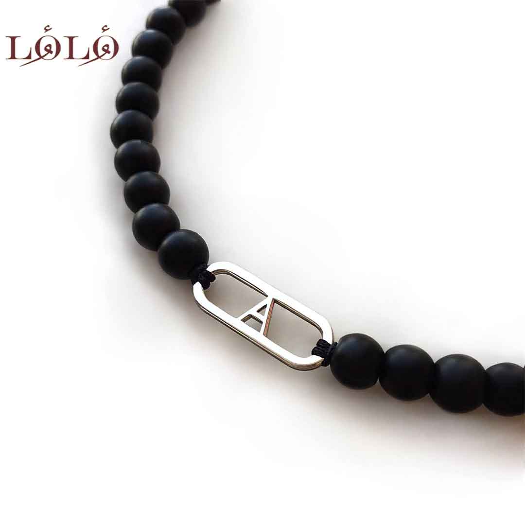 دستبند نقره بیضی حرف لاتین