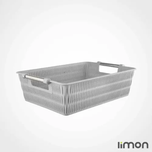 سبد بامبو دسته استیل 2 لیمون مدل الوان کد 138435 - طوسی