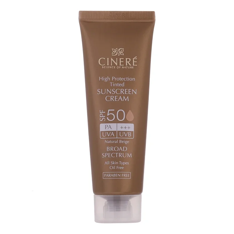 کرم ضد آفتاب رنگی سینره طیف گسترده بژ طبیعی SPF50 مناسب انواع پوست