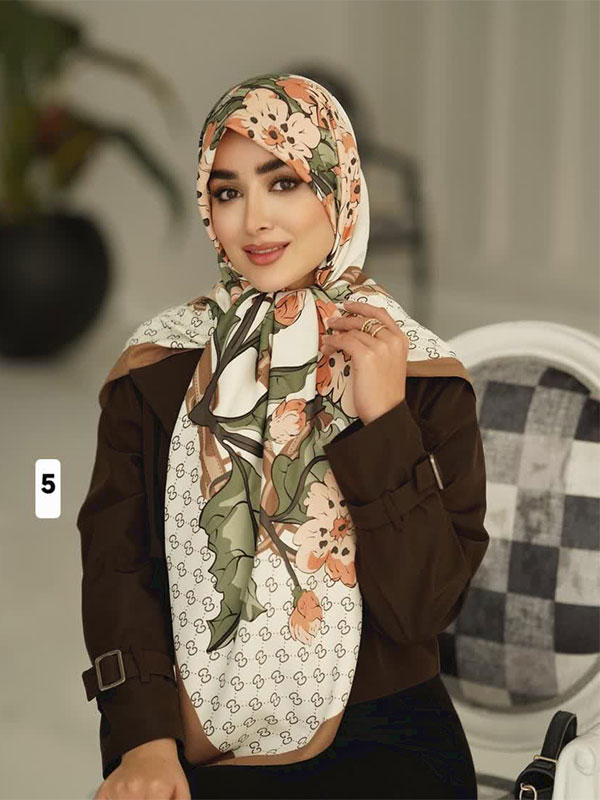 روسری ابریشم توییل طرح گوچی کد ۹۶۲ - 5