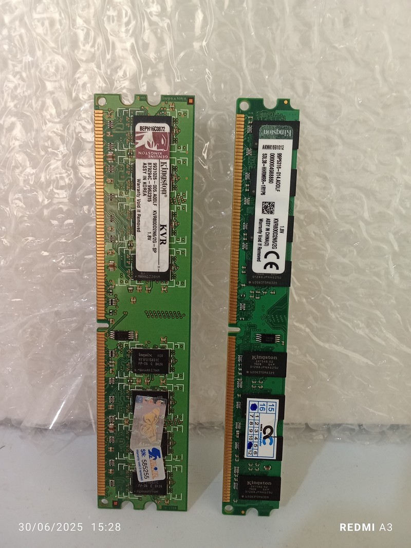 بسته 2 عدد رم 2 گیگ ddr2 کینگ استون باس 800-استوک
