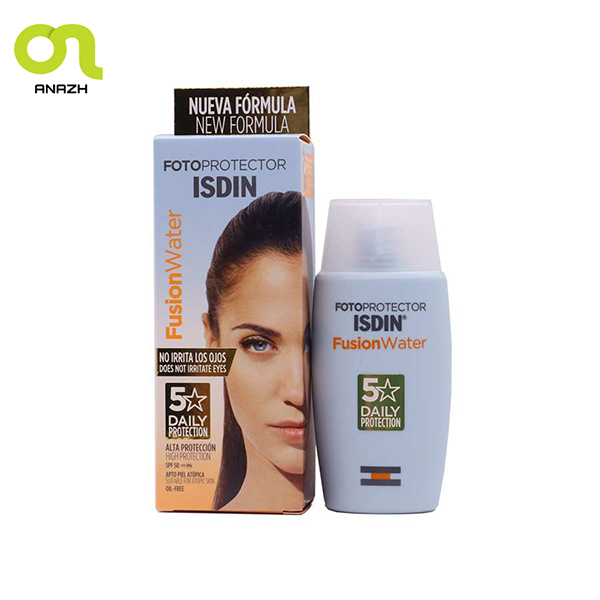 کرم ضد آفتاب ایزدین بی رنگ مدل فیوژن واتر Fusion Water SPF 50-اناژ