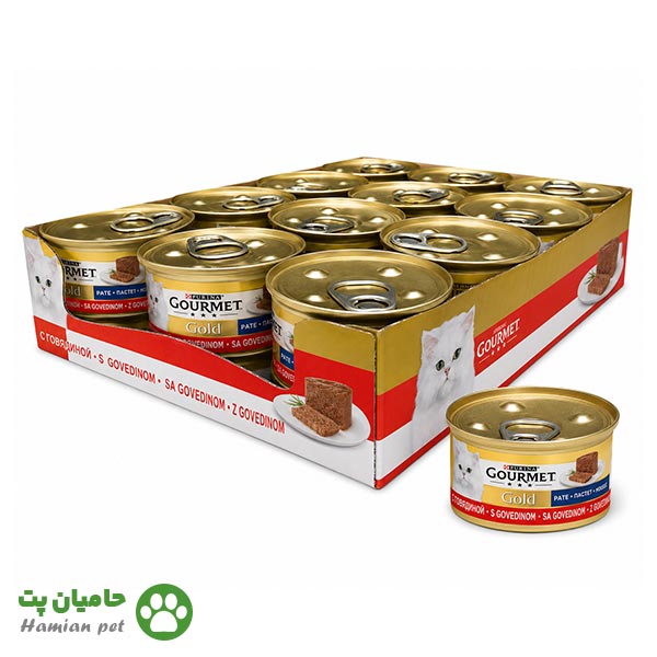کنسرو گورمت گربه طعم گوشت گوساله بسته ۲۴ عددی