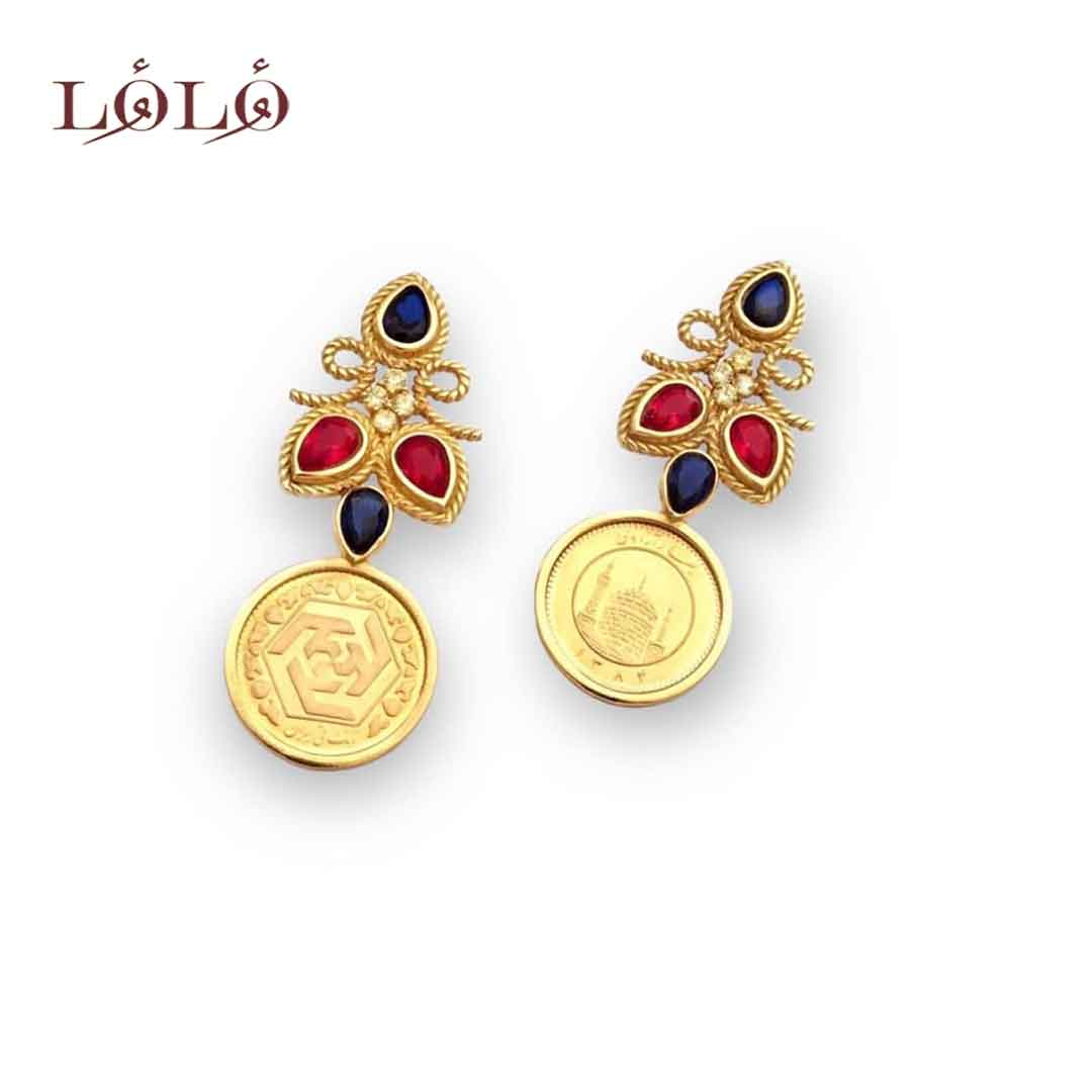 گوشواره شاه صنم قرمز و آبی