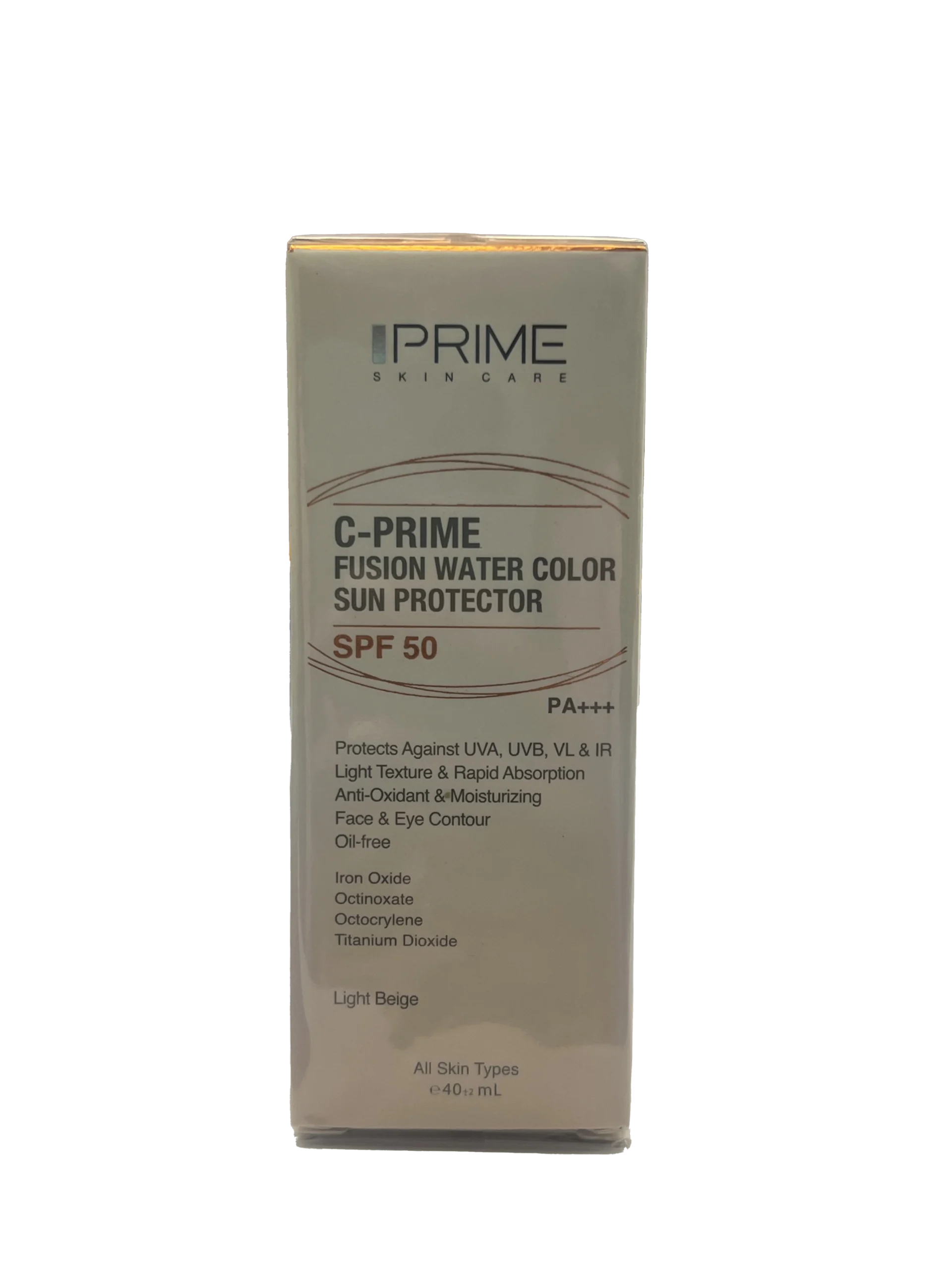 فلوئید ضد آفتاب فیوژن واتر ویتامین سی پرایم لایت بژ SPF50 حجم 40 میلی لیتر