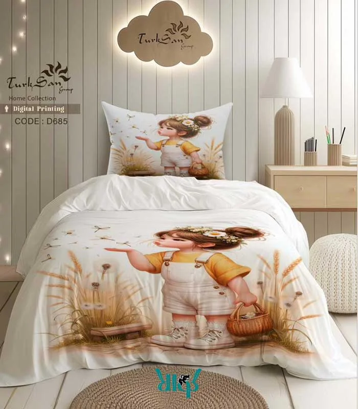 روتختی یک نفره سفید طرح دختر کد d685