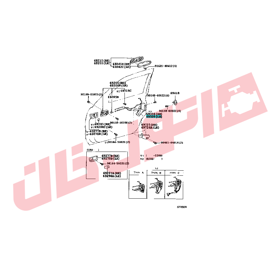 قفل برقی درب جلو چپ لندکروزر سری 100 مدل 2007-2005