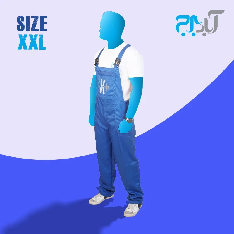 لباس کار دوبنده آبی با گلدوزی +K سایز دوایکس لارج ( 2XL)