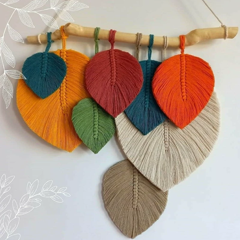 دیوارکوب مکرومه طرح نوستالژی برند ریسمونک و رنگ دلخواه