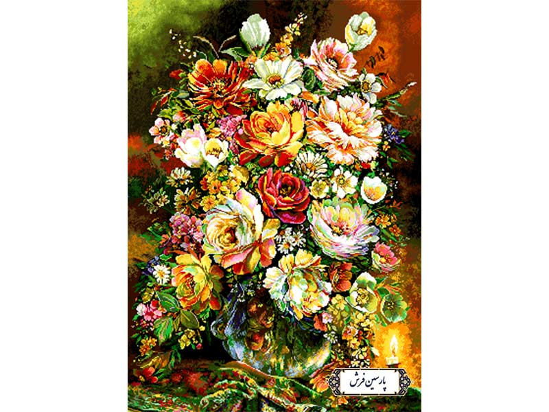 نخ و نقشه تابلو فرش گل و گلدان جدید - کد NG1580