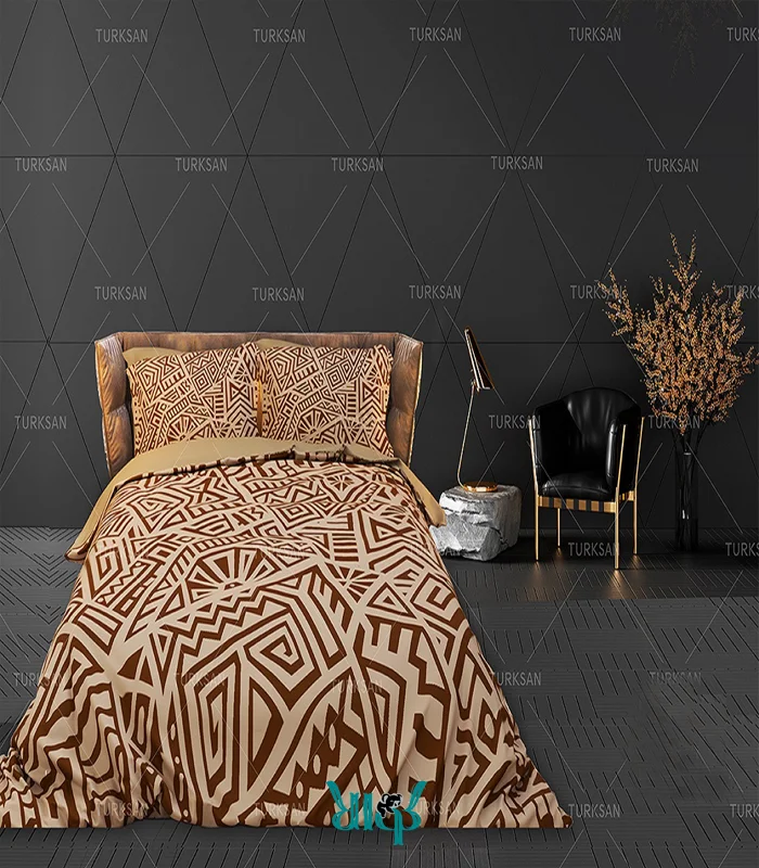 روتختی قهوه ای هندسی دونفره کد d395