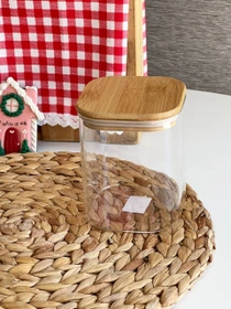 بانکه شیشه ای درب چوبی مربع 10 سانت یونیک کد UN-1764