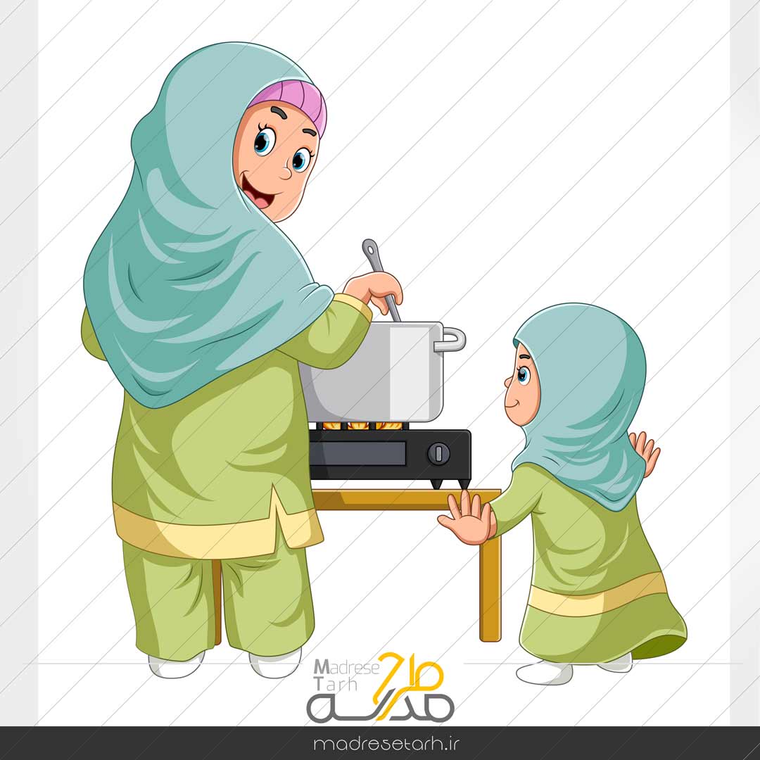 وکتور آشپزی دانش آموز دختر