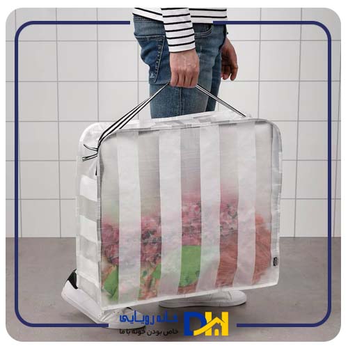باکس زیپ دار سفید راه راه ایکیا GÖRSNYGG