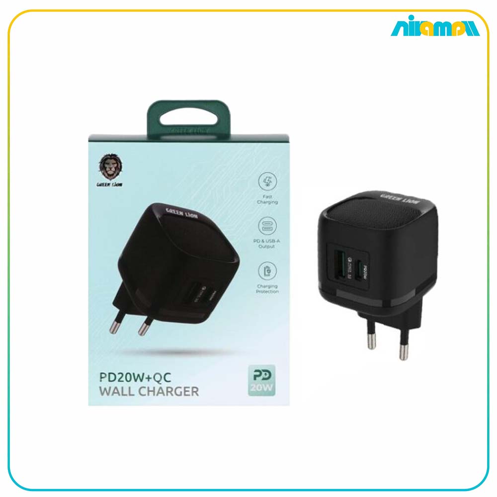 آداپتور فست شارژ گرین لاین PD20W+QC مدل GNPDQ2EUWCBK