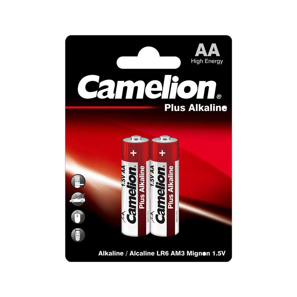 باتری قلمی کملیون مدل پلاس آلکالاین کارت 2 عددی Camelion Plus Alkaline AA Battery 2 Pack