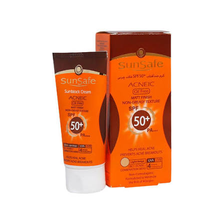کرم ضد آفتاب فاقد چربی سان سیف SPF 50 پوست چرب بژ روشن