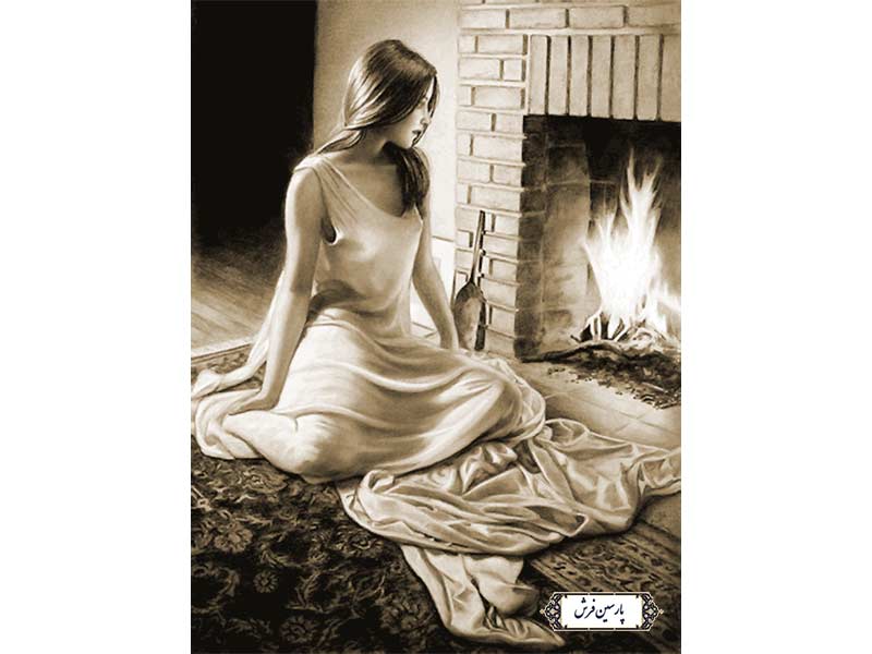 نخ و نقشه تابلو فرش طرح در یاد معشوق - کد NC6370