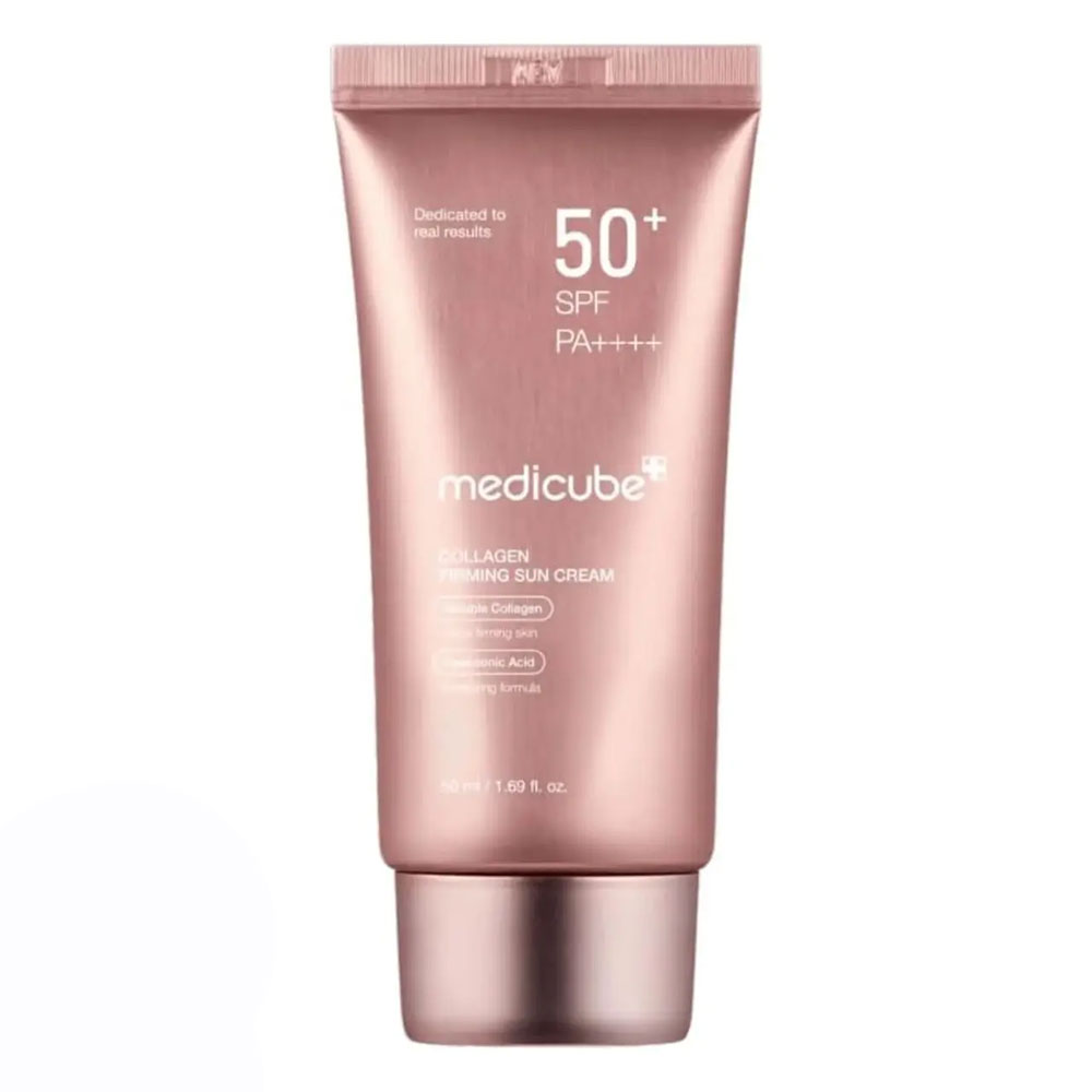 کرم ضدآفتاب سفتکننده و آبرسان کلاژن مدی کیوب 50 میلیلیتر (Medicube Collagen Firming Sun Cream SPF50+)