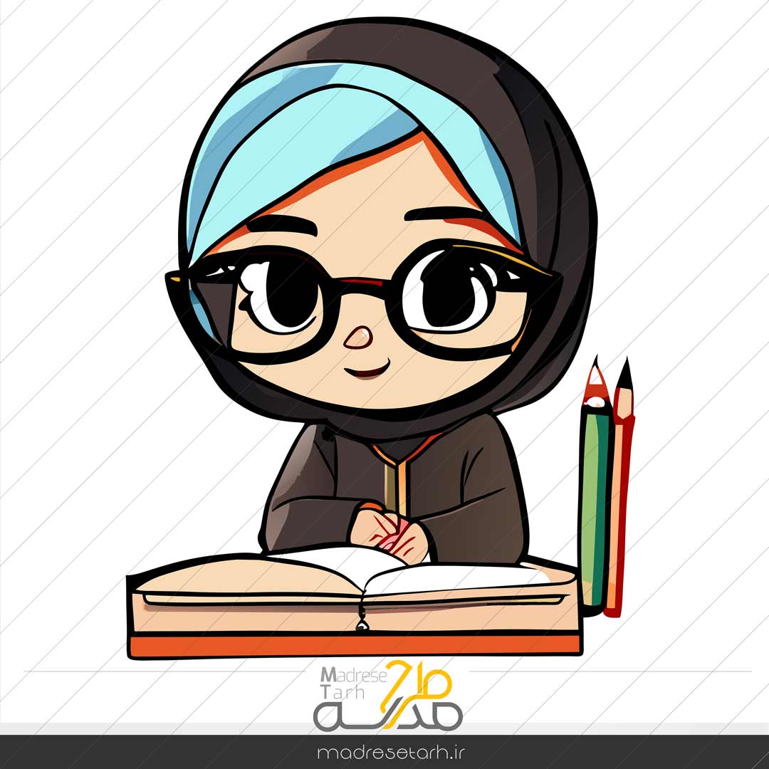 وکتور کارتونی دانش آموز دختر