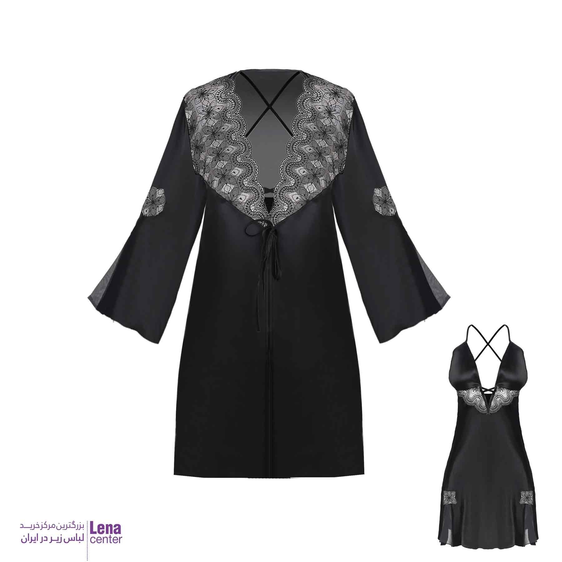 لباس خواب زنانه ساتن مشکی