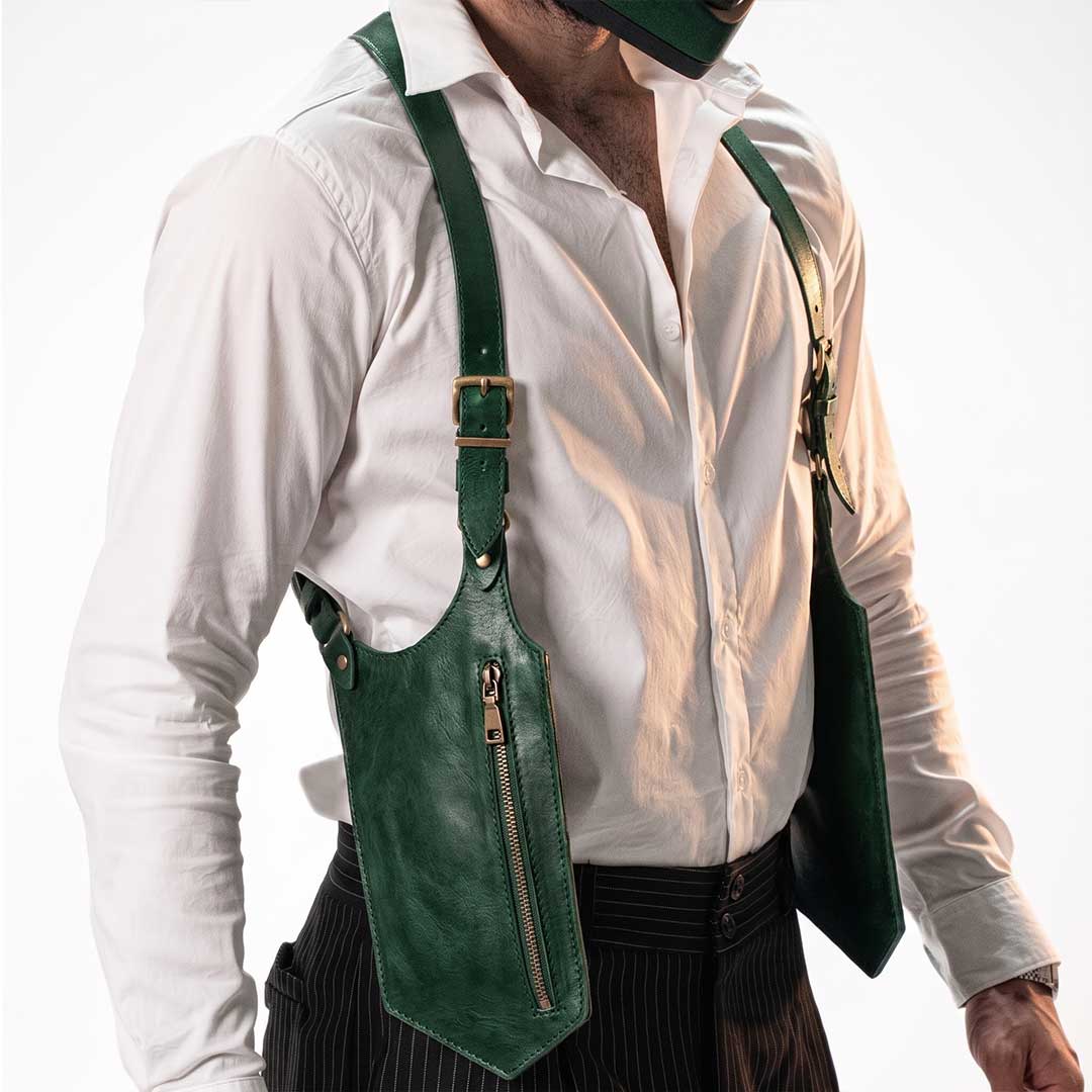 کیف چرم ضد سرقت آلبرتو سبز