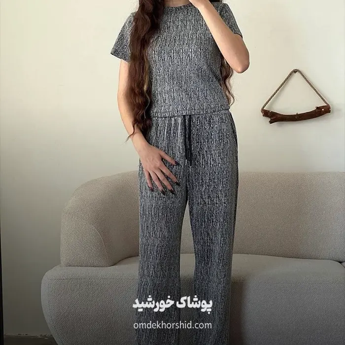 ست تیشرت و شلوار لمه دار نگین کوب