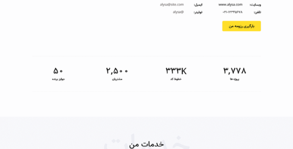 قالب Alysa | پوسته HTML شخصی نمونه کار و گالری آلیسا