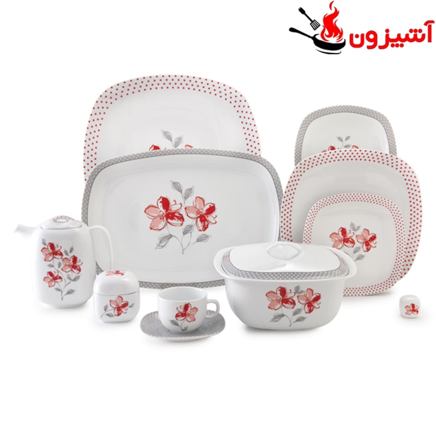 سرویس 98 پارچه 12 نفره طرح والنسیا قرمز