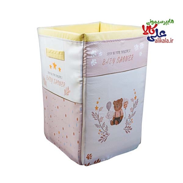 سبد اسباب بازی و لباس کودک پارچه ای مربع