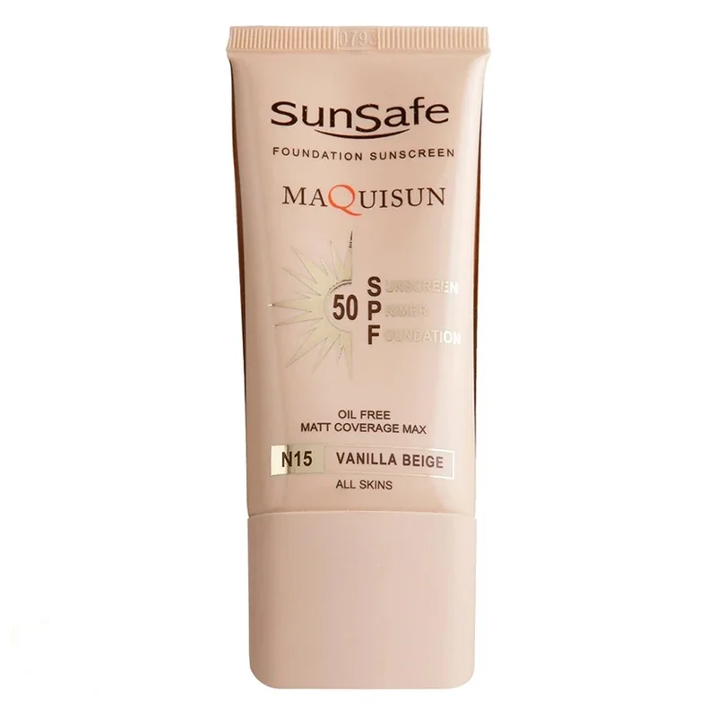 ضدآفتاب کرم پودری و پرایمری سانسیف بژ وانیلی مدل N15 با SPF50