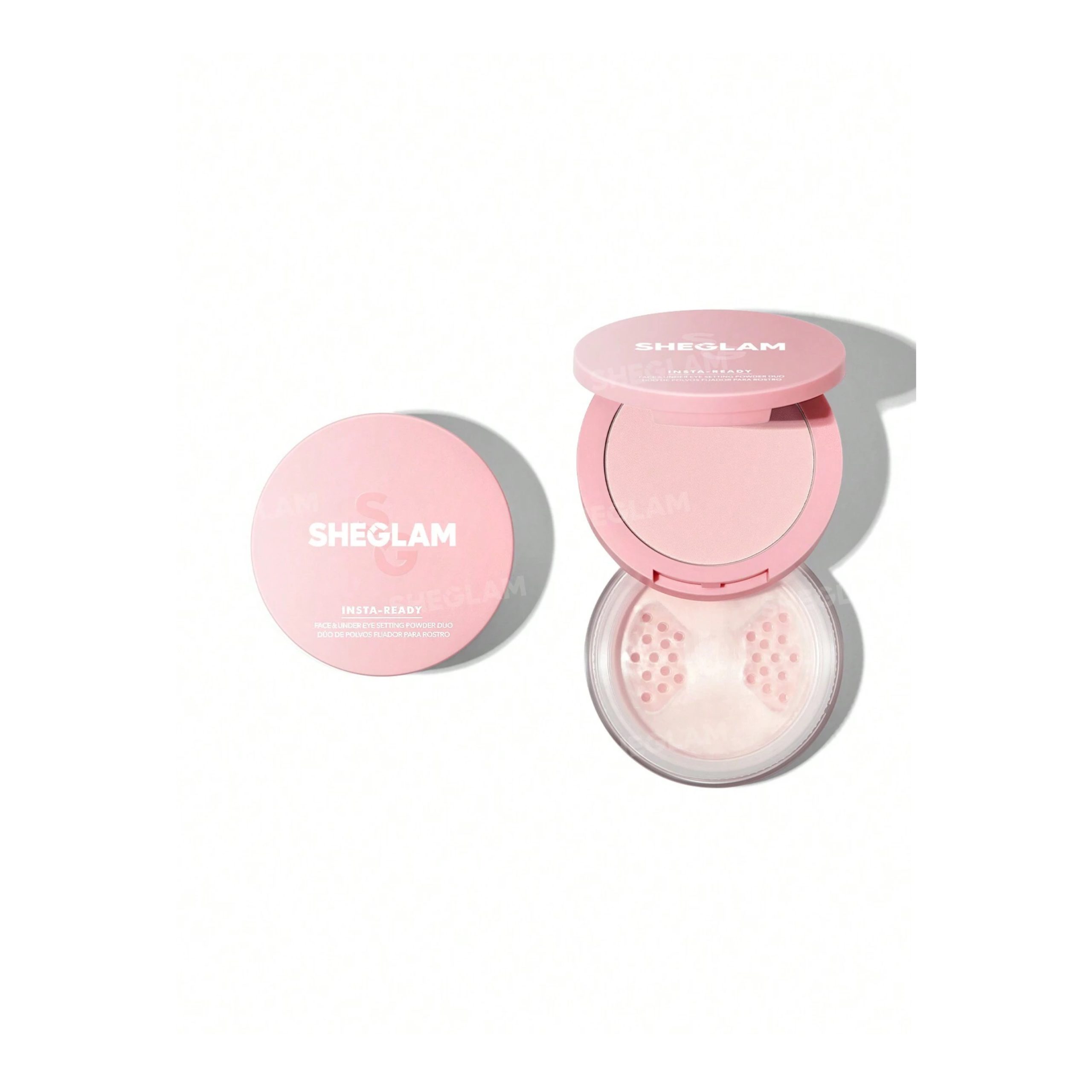 پودر فیکس صورتی دو طبقه شیگلم SHEGLAM INSTA-READY FACE & UNDER EYE SETTING POWDER DUO BUBBLEGUM