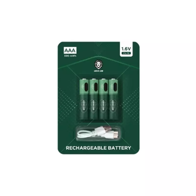 باتری قابل شارژ گرین لیون نیمه قلمی بسته 4 عددی مدل Green Lion GNRGBAAA Rechargeable Battery AAA 1.6V Alkaline Battery