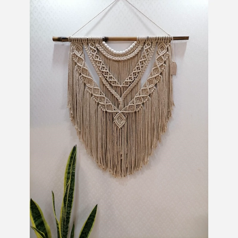 دیوارکوب مکرومه کد 323 کرم برند ریسمونک و رنگ دلخواه