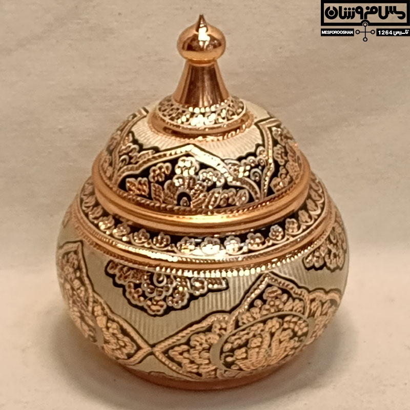 شکلات خوری مسی نقره کوب بدون پایه گرد دستساز زنجان نانو مدل فریدا