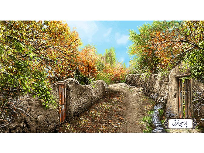 نخ و نقشه تابلو فرش کوچه باغ سایز کوچک - کد NV761