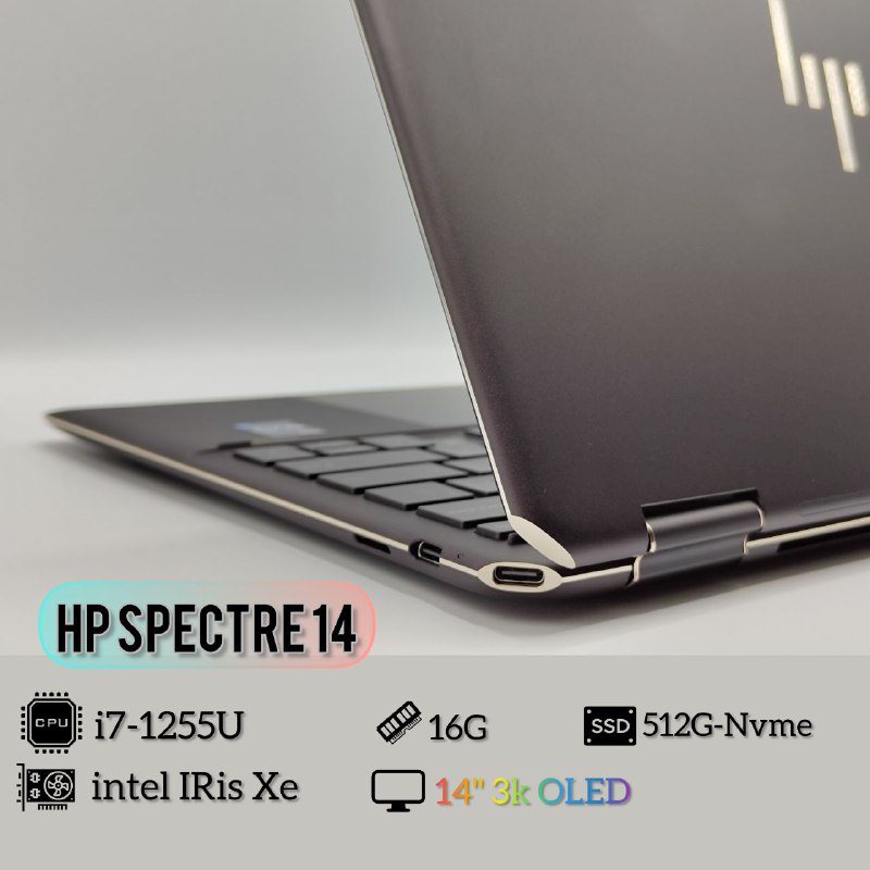 لپتاپ کارکرده استوک Spectre 14 X360 i7-1255U | 16G D4X | 512G | intel iris Xe | 14-OLED-3K